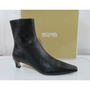 Women's Michael Kors Cosmo Kitten Bootie Ankle Zip Boots Leather Black Size 10